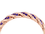 Rose gold Twisted Pavé Round Tanzanite Eternity Band with Shared Prong Setting_10