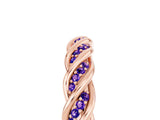 Rose gold Twisted Pavé Round Tanzanite Eternity Band with Shared Prong Setting_11