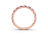 Rose gold Twisted Pavé Round Tanzanite Eternity Band with Shared Prong Setting_9