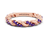 Rose gold Twisted Pavé Round Tanzanite Eternity Band_10