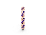 Rose gold Twisted Pavé Round Tanzanite Eternity Band_12