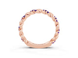 Rose gold Twisted Pavé Round Tanzanite Eternity Band_13