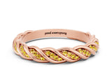 Rose gold Twisted Pavé Round Yellow Sapphire Eternity Band with Shared Prong Setting_18