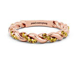 Rose gold Twisted Pavé Round Yellow Sapphire Eternity Band_22
