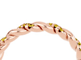 Rose gold Twisted Pavé Round Yellow Sapphire Eternity Band_26