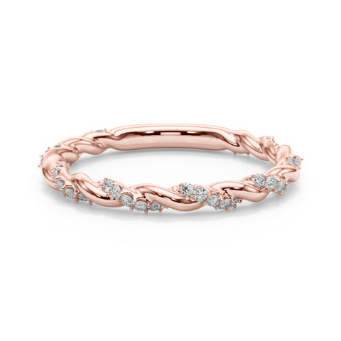Rose gold Twisted Pave Round Diamond Eternity Band with Prong Setting 1