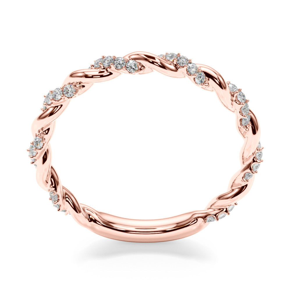 Rose gold Twisted Pave Round Diamond Eternity Band with Prong Setting 2