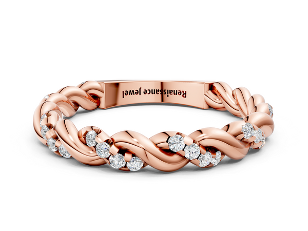 Rose gold Twisted Pavé Round Diamond Eternity Band
