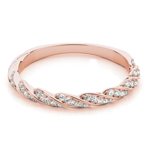 Rose gold Twisted Pave Round Diamond Eternity Band with Shared Prong Setting 1