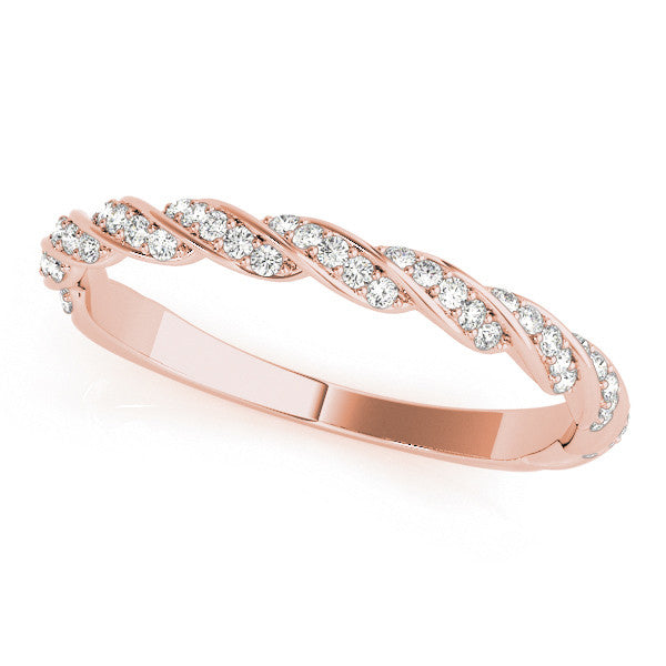 Rose gold Twisted Pave Round Diamond Eternity Band with Shared Prong Setting