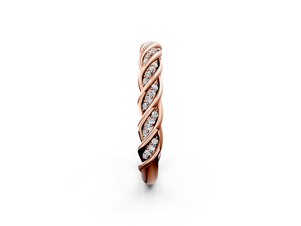 Rose gold Twisted Pavé Round Diamond Eternity Band with Shared Prong Setting