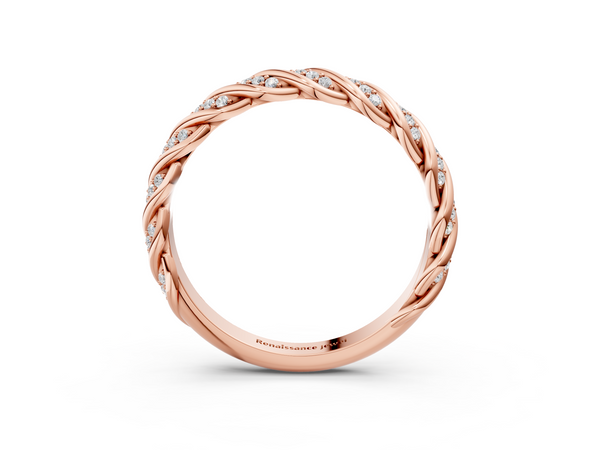 Rose gold Twisted Pavé Round Diamond Eternity Band with Shared Prong Setting