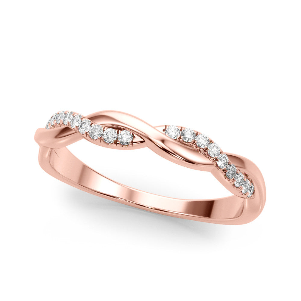 Rose gold Twisted Pave Round Diamond Infinity Band with Channel Setting