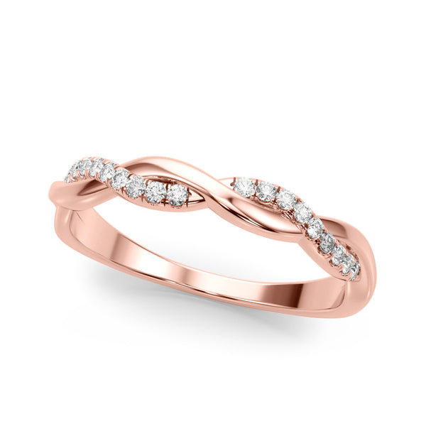 Rose gold Twisted Pave Round Diamond Infinity Band with Shared Prong Setting