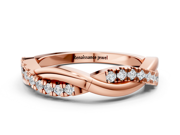 Rose gold Round Diamond Twisted Infinity Band with Prong Setting