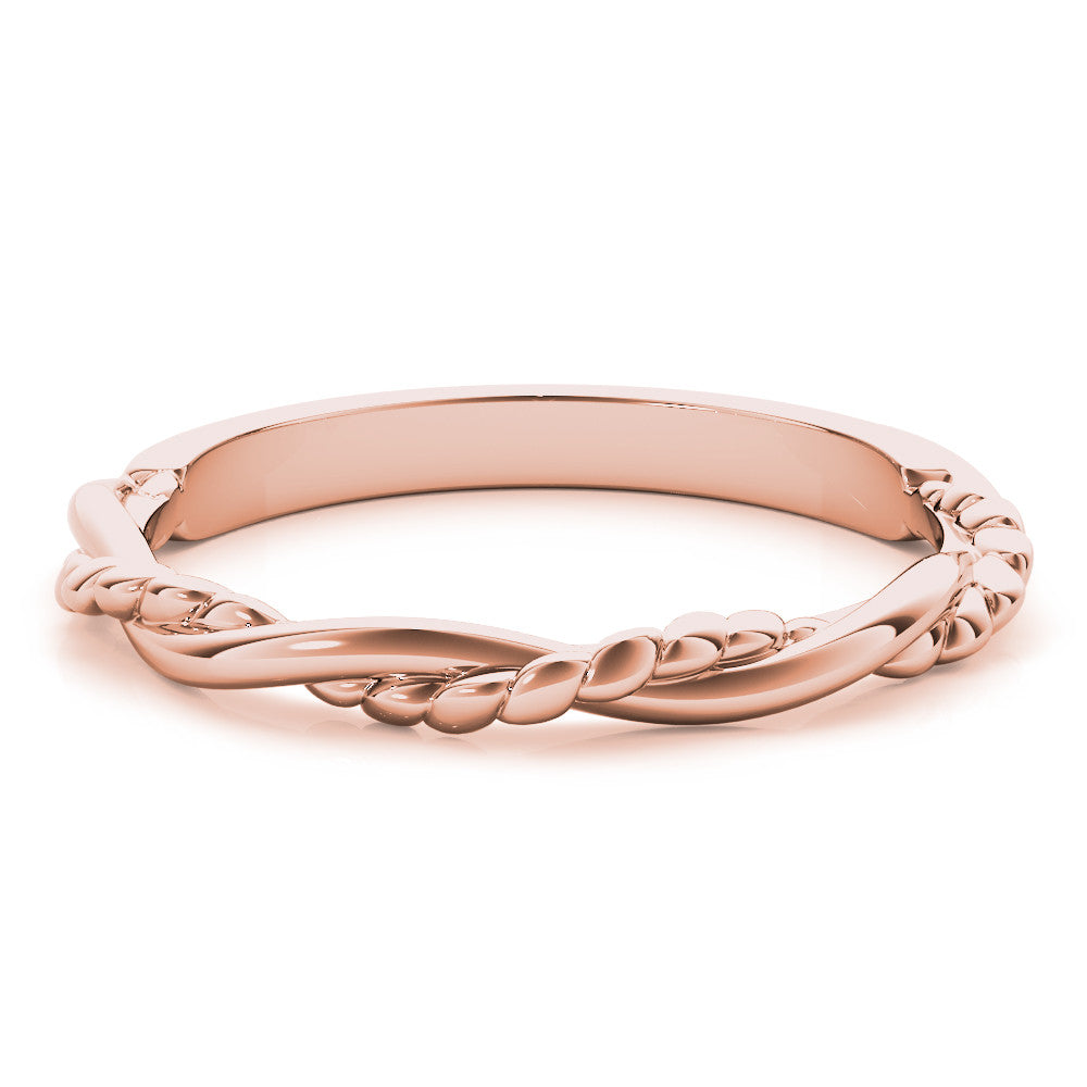 Rose gold Twisted Rope Solitaire Band 1