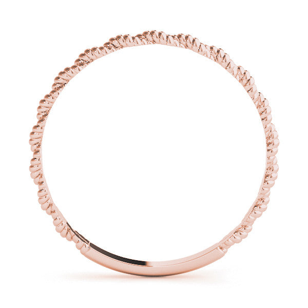 Rose gold Twisted Rope Solitaire Band with Round Stone and Bezel Setting 2