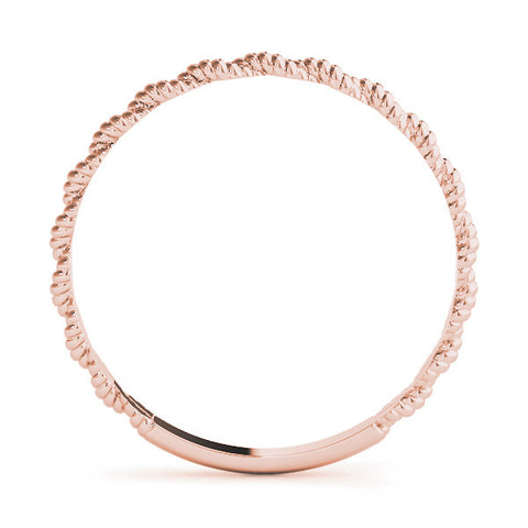 Rose gold Twisted Rope Solitaire Band with Round Stone and Bezel Setting 2