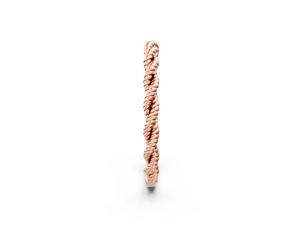 Rose gold Twisted Rope Solitaire Band with Round Stone and Bezel Setting