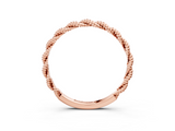 Rose gold Twisted Rope Solitaire Band with Round Stone and Bezel Setting_43