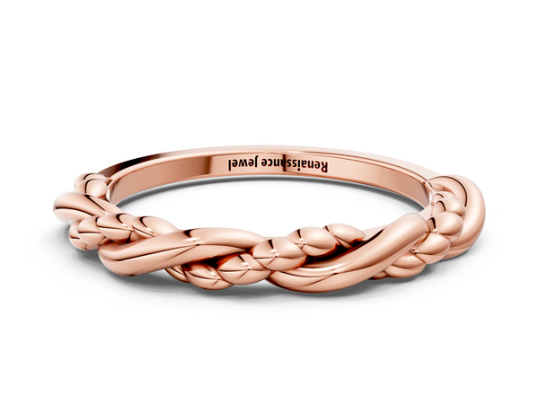 Rose gold Twisted Rope Solitaire Band