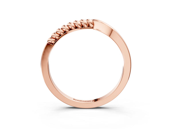 Rose gold Twisted Solitaire Round Cut Knife Edge Prong Ring