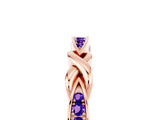 Rose gold Twisted Tanzanite Marquise Pavé Band with Shared Prong Setting_11