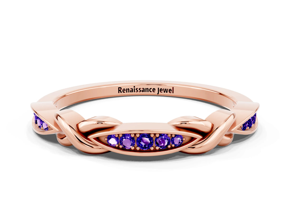 Rose gold Twisted Tanzanite Marquise Pavé Band with Shared Prong Setting_6