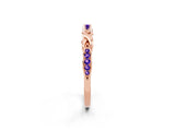 Rose gold Twisted Tanzanite Marquise Pavé Band with Shared Prong Setting_8