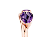 Rose gold Two-Stone Pear Amethyst Bypass Ring with Prong Setting_11