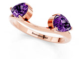 Rose gold Two-Stone Pear Amethyst Bypass Ring with Prong Setting_7