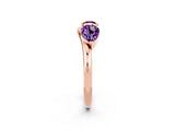 Rose gold Two-Stone Pear Amethyst Bypass Ring with Prong Setting_8
