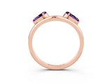 Rose gold Two-Stone Pear Amethyst Bypass Ring with Prong Setting_9