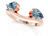 Rose gold Two-Stone Pear Aquamarine Bypass Ring with Prong Setting_7