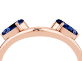 Rose gold Two-Stone Pear Blue Sapphire Bypass Ring with Prong Setting_10