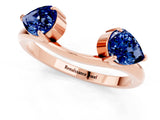Rose gold Two-Stone Pear Blue Sapphire Bypass Ring with Prong Setting_7