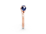 Rose gold Two-Stone Pear Blue Sapphire Bypass Ring with Prong Setting_8