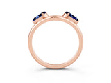 Rose gold Two-Stone Pear Blue Sapphire Bypass Ring with Prong Setting_9