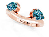 Rose gold Two-Stone Pear Blue Topaz Bypass Ring with Prong Setting_7
