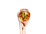 Rose gold Two-Stone Pear Citrine Bypass Ring with Prong Setting_11