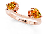 Rose gold Two-Stone Pear Citrine Bypass Ring with Prong Setting_7