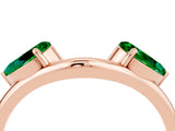 Rose gold Two-Stone Pear Emerald Bypass Ring with Prong Setting_10