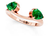 Rose gold Two-Stone Pear Emerald Bypass Ring with Prong Setting_7