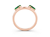 Rose gold Two-Stone Pear Emerald Bypass Ring with Prong Setting_9