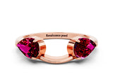 Rose gold Two-Stone Pear Garnet Bypass Ring with Prong Setting_6