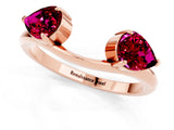 Rose gold Two-Stone Pear Garnet Bypass Ring with Prong Setting_7