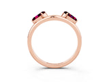Rose gold Two-Stone Pear Garnet Bypass Ring with Prong Setting_9