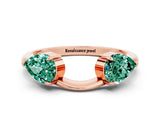 Rose gold Two-Stone Pear Green Sapphire Bypass Ring with Prong Setting_6