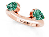 Rose gold Two-Stone Pear Green Sapphire Bypass Ring with Prong Setting_7