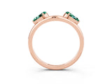 Rose gold Two-Stone Pear Green Sapphire Bypass Ring with Prong Setting_9